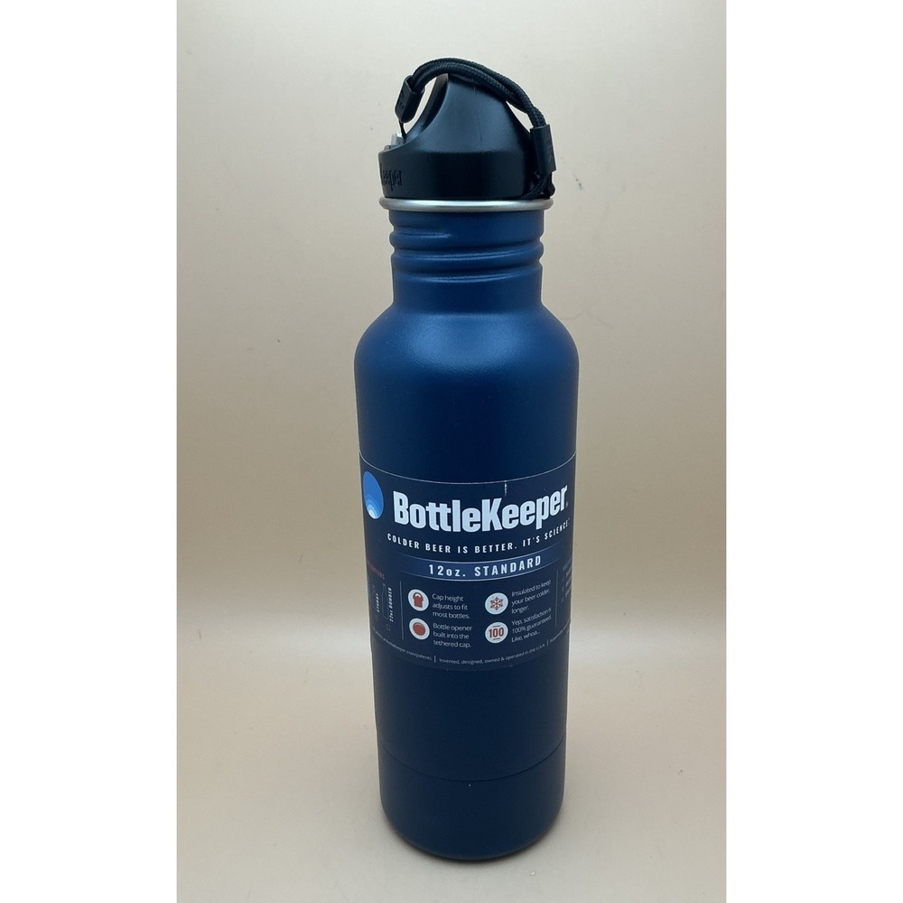 BottleKeeper Stainless Steel Standard Size 12oz Blue Beer‎ Bottle Holder NWOT